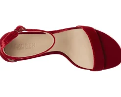 Lauren Ralph Lauren Allie Mid-Heel Velvet Sandals Lauren Red Clearance