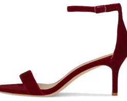 Lauren Ralph Lauren Allie Mid-Heel Velvet Sandals Lauren Red Clearance