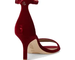 Lauren Ralph Lauren Allie Mid-Heel Velvet Sandals Lauren Red Clearance
