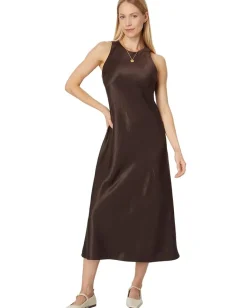 Madewell Ameera Dress - Drapey Satin Dark Carob Hot
