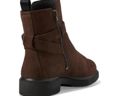 ECCO Amsterdam Buckle Ankle Boot Coffee Suede