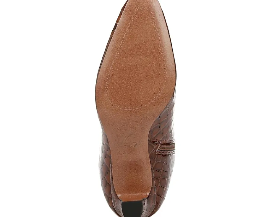 Franco Sarto Andria High Shaft Boots Brown Croc Print Leather Sale