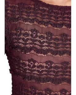 Free People Angelina Lace Tee Wine Discount