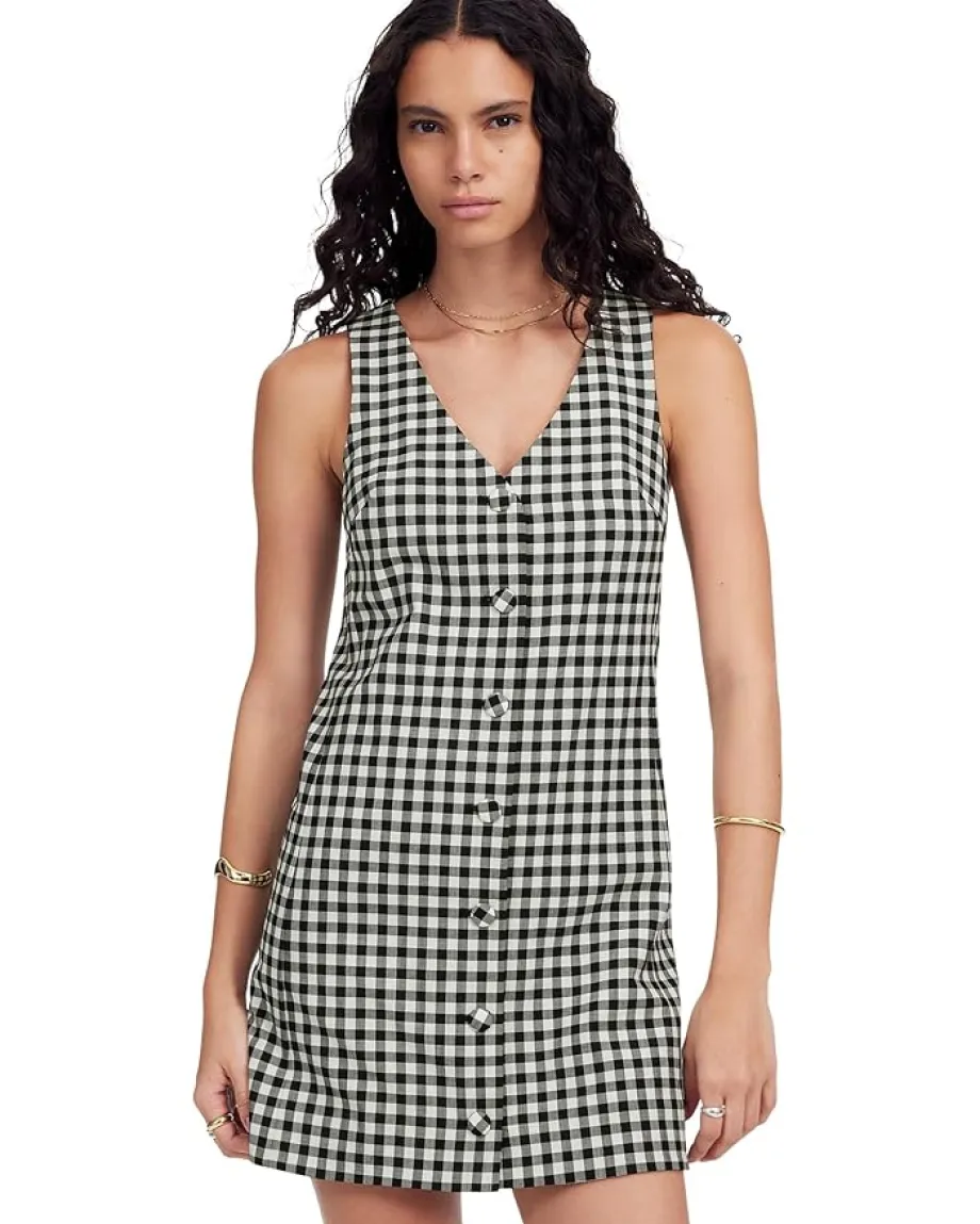 Madewell Angie Dress - Gingham True Black Hot