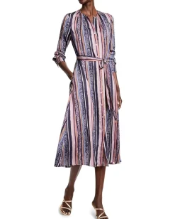 NIC+ZOE Animal Stripe Loren Dress Indigo Multi Online