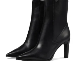 Franco Sarto Appia Pointed Toe Dress Bootie Black Leather New