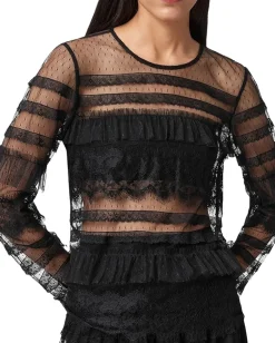 AllSaints Arlea Tulle Top Black Clearance