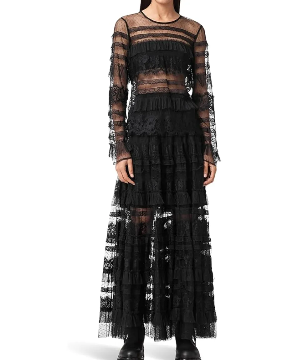 AllSaints Arlea Tulle Top Black Clearance