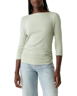 Women Michael Stars Asha 3/4 Sleeve Straight Neck Top