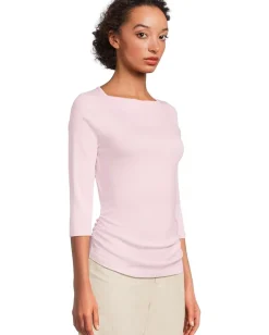 Women Michael Stars Asha 3/4 Sleeve Straight Neck Top