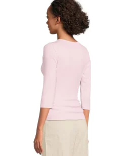 Women Michael Stars Asha 3/4 Sleeve Straight Neck Top