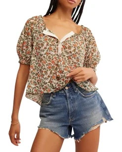 Free People Astra Peasant Top Daisy Combo Clearance