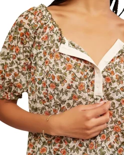 Free People Astra Peasant Top Daisy Combo Clearance