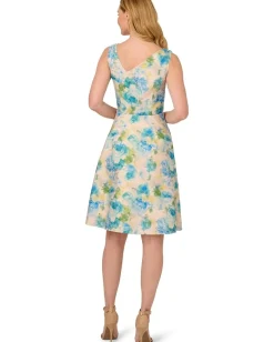 Women Adrianna Papell Asymmetrical Jacquard Midi Dress