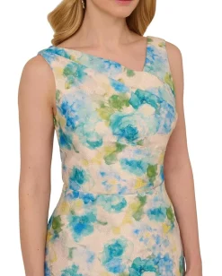 Women Adrianna Papell Asymmetrical Jacquard Midi Dress