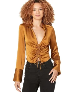 Free People Aurora Blouse Tiger Eye Outlet