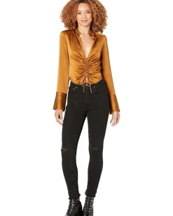Free People Aurora Blouse Tiger Eye Outlet