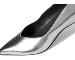 Franco Sarto Aurora Pumps Silver Metallic Faux Leather Outlet