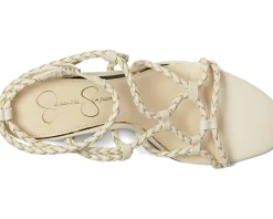 Jessica Simpson Azimma Braided Block Heel Sandals Soft Ivory Online
