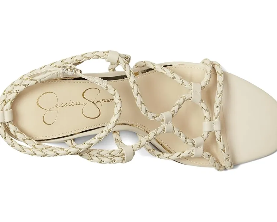 Jessica Simpson Azimma Braided Block Heel Sandals Soft Ivory Online
