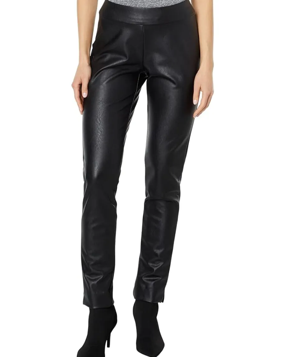 Krazy Larry Back Slit Pleather Pants Black New