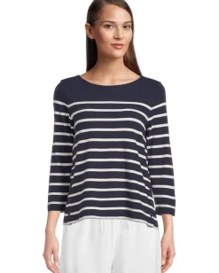 Tommy Bahama Bahama Bliss Stripe 3/4 Sleeve Top Coastline Outlet