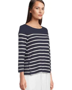 Tommy Bahama Bahama Bliss Stripe 3/4 Sleeve Top Coastline Outlet