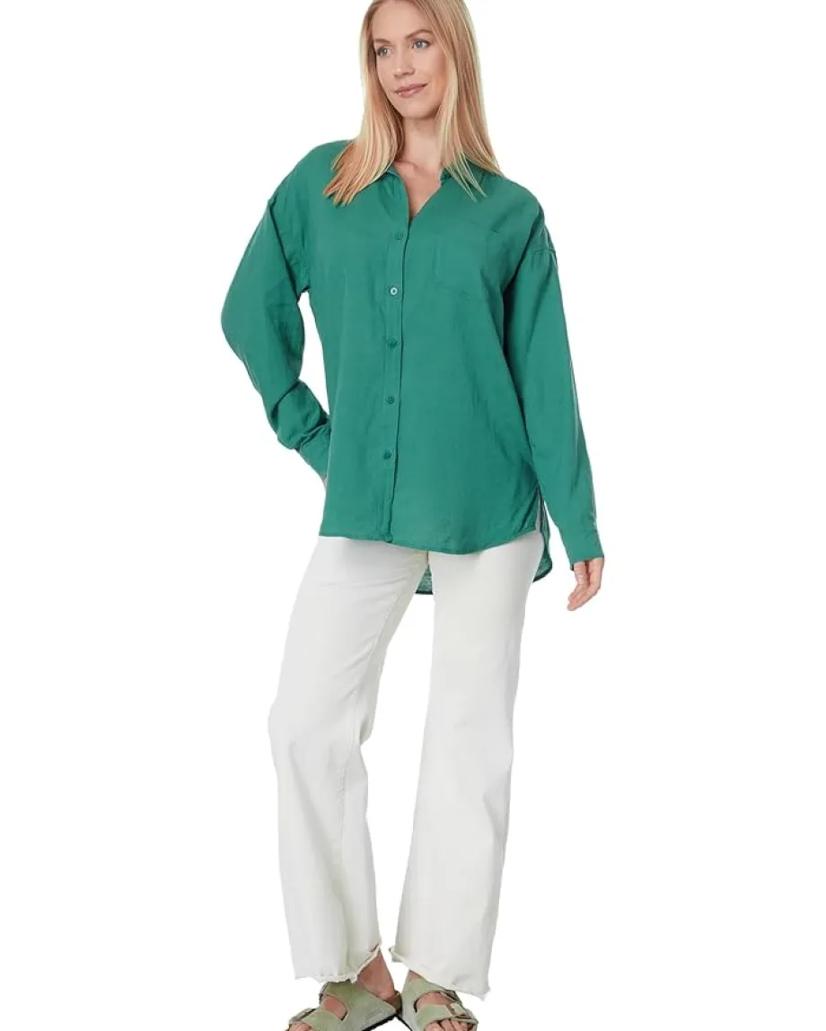 Splendid Bailey Button-Down Shirt Oasis Hot