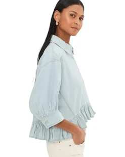 Free People Bailey Denim Shirt Light Tint Wash Sale