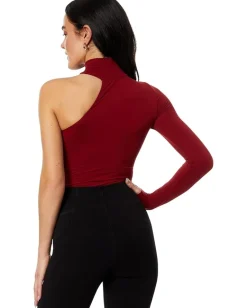 Commando Ballet Body One Shoulder Turtleneck Bodysuit KT047 Garnet