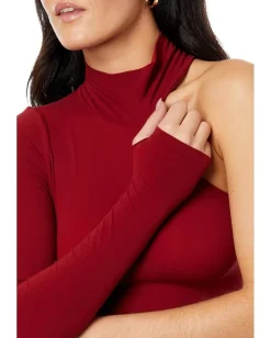 Commando Ballet Body One Shoulder Turtleneck Bodysuit KT047 Garnet