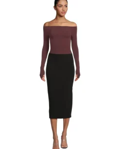 Women Commando Ballet Off-Shoulder Bodysuit With Thumb Hole