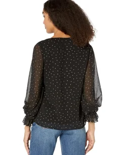 Vince Camuto Balloon Sleeves Blouse with Smocking on Waist Rich Black Online