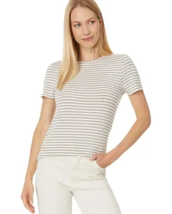 Splendid Bam boo Stripe Quarter Sleeve Pale Oak/ Tawny Heather Stripe Outlet