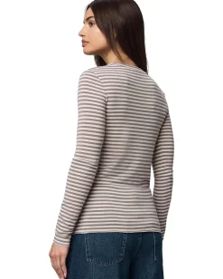 Splendid Bamboo Long Sleeve Tee Pale Oak Heather/Cedar Brown Hot
