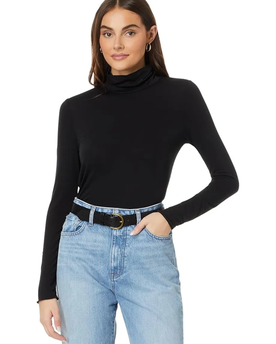 Splendid Bamboo Turtleneck Long Sleeve Black Outlet