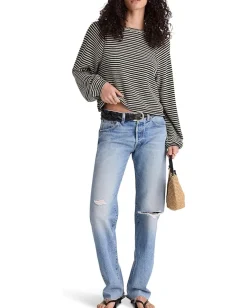 Madewell Barbet Long Sleeve Tee Ric Rac Snit Jet Black Discount