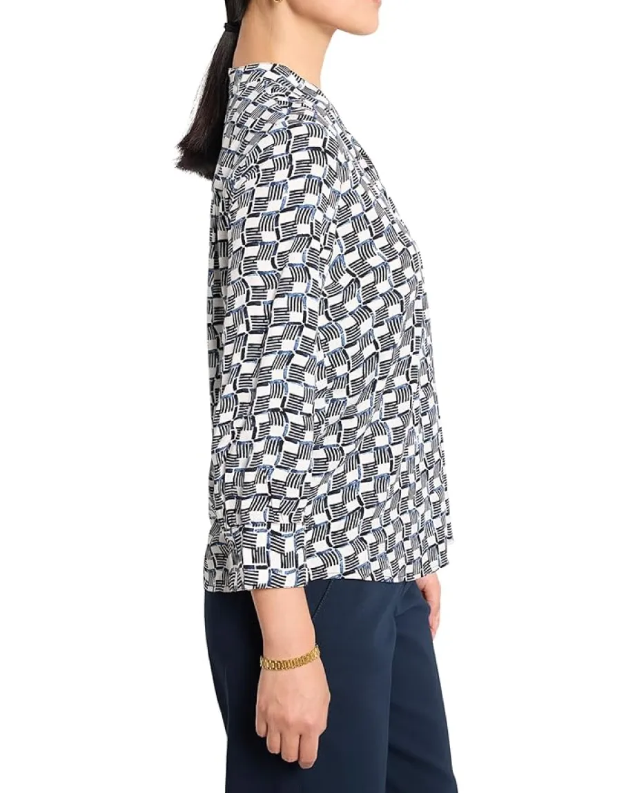 NIC+ZOE Basket Weave Ecovero Shirt Indigo Multi Hot