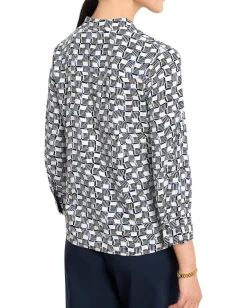 NIC+ZOE Basket Weave Ecovero Shirt Indigo Multi Hot