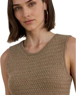 Lauren Ralph Lauren Basket-Weave Sleeveless Sweater Dress Adirondack Heather Clearance