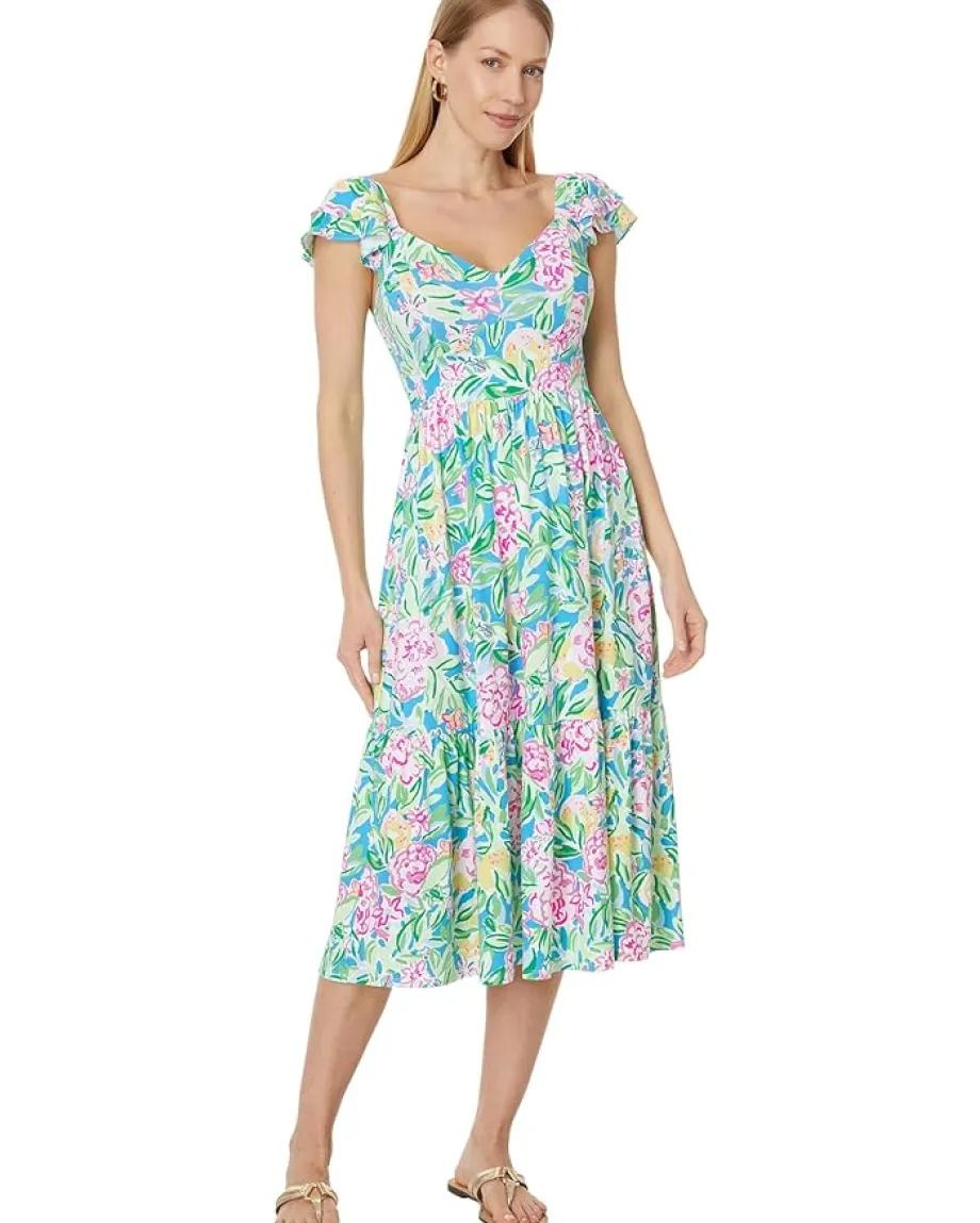 Women Lilly Pulitzer Bayleigh Flutter Sleeve Midi
