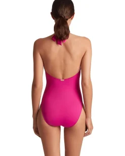 Lauren Ralph Lauren Beach Club Solid Macrame Ring High Neck One-Piece Freesia Outlet