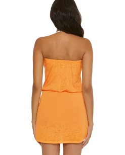 BECCA Beach Date Mock Sarong Dress Cover-Up Orange Burst Sale