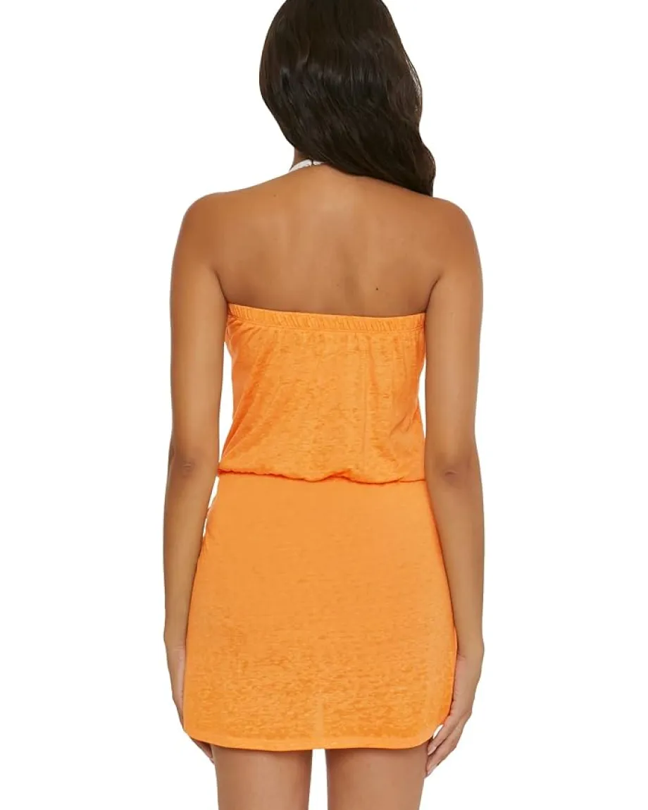 BECCA Beach Date Mock Sarong Dress Cover-Up Orange Burst Sale