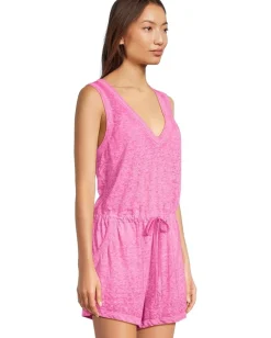 BECCA Beach Date Romper with pockets cover-up Vivid Pink Sale