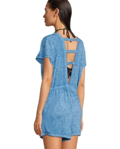 BECCA Beach Date V Neck Romper Cover-Up Lagoon New