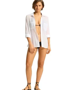 Seafolly Beach Edit Breeze Beach Shirt White Discount