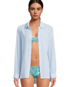 Seafolly Beach Edit Breeze Beach Shirt Powder Blue Outlet