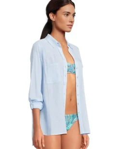 Seafolly Beach Edit Breeze Beach Shirt Powder Blue Outlet