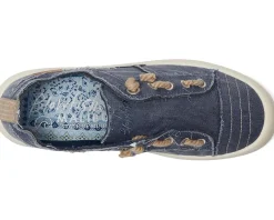 Blowfish Malibu Beachside Slip On Shoes Navy Twill Fabric Clearance